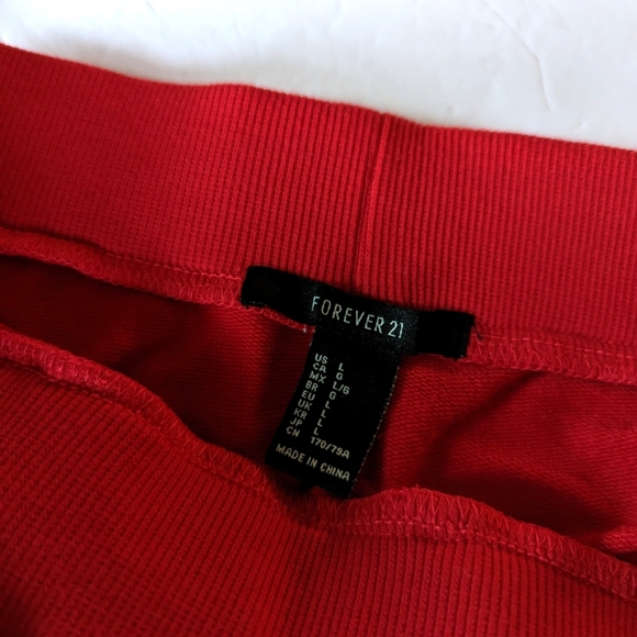 Forever 21 Track Wide Flare Leg Pants L Red Fishnet Stripe Pants Y2K - Picture 6 of 11